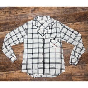 XS UGG Women’s White Black Plaid‎ Button Up Pajama Top